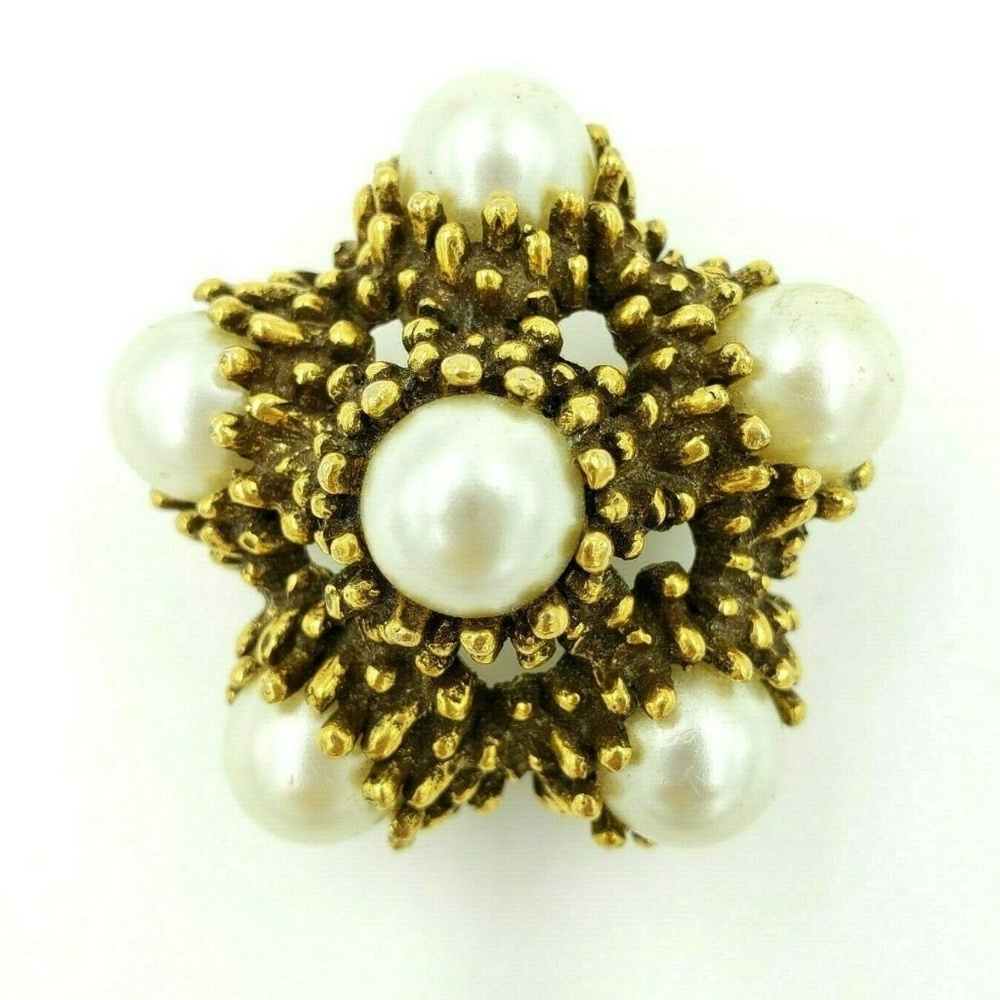Vintage JEANNE Simulated Pearl Domed Brooch